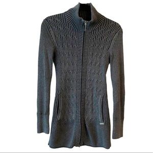 Eddie Bauer Long Cable Knit Zipper Thumbholes XS